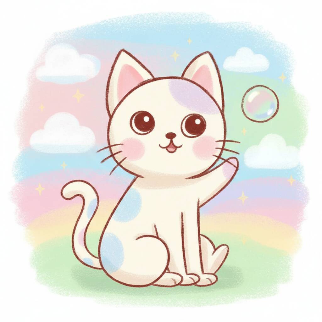 Gato Fofo Brincando com Bolha