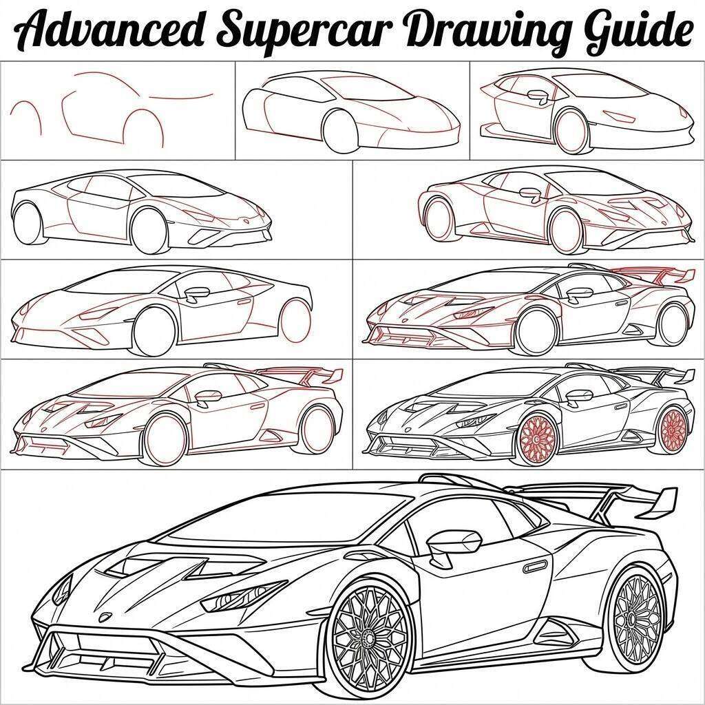 Guia avançado de supercarros para colorir