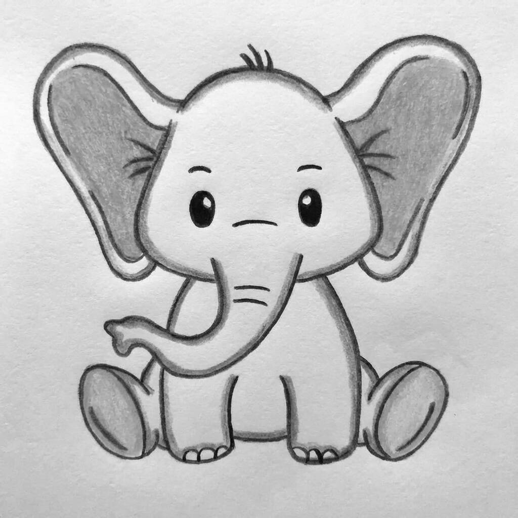 Ilustração de um elefante fofo para colorir