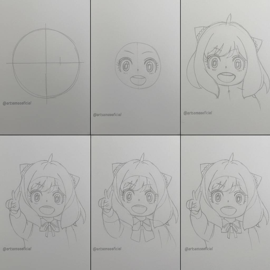Ilustração passo a passo de como desenhar uma menina com cabelo longo