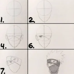 Ilustração passo a passo para desenhar um personagem de anime