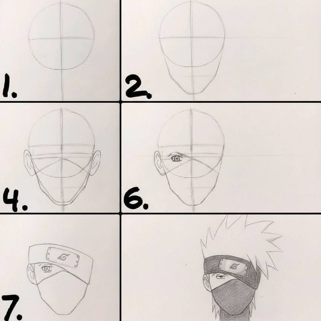 Ilustração passo a passo para desenhar um personagem de anime