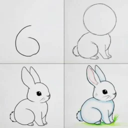 Instruções para desenhar um coelho em etapas