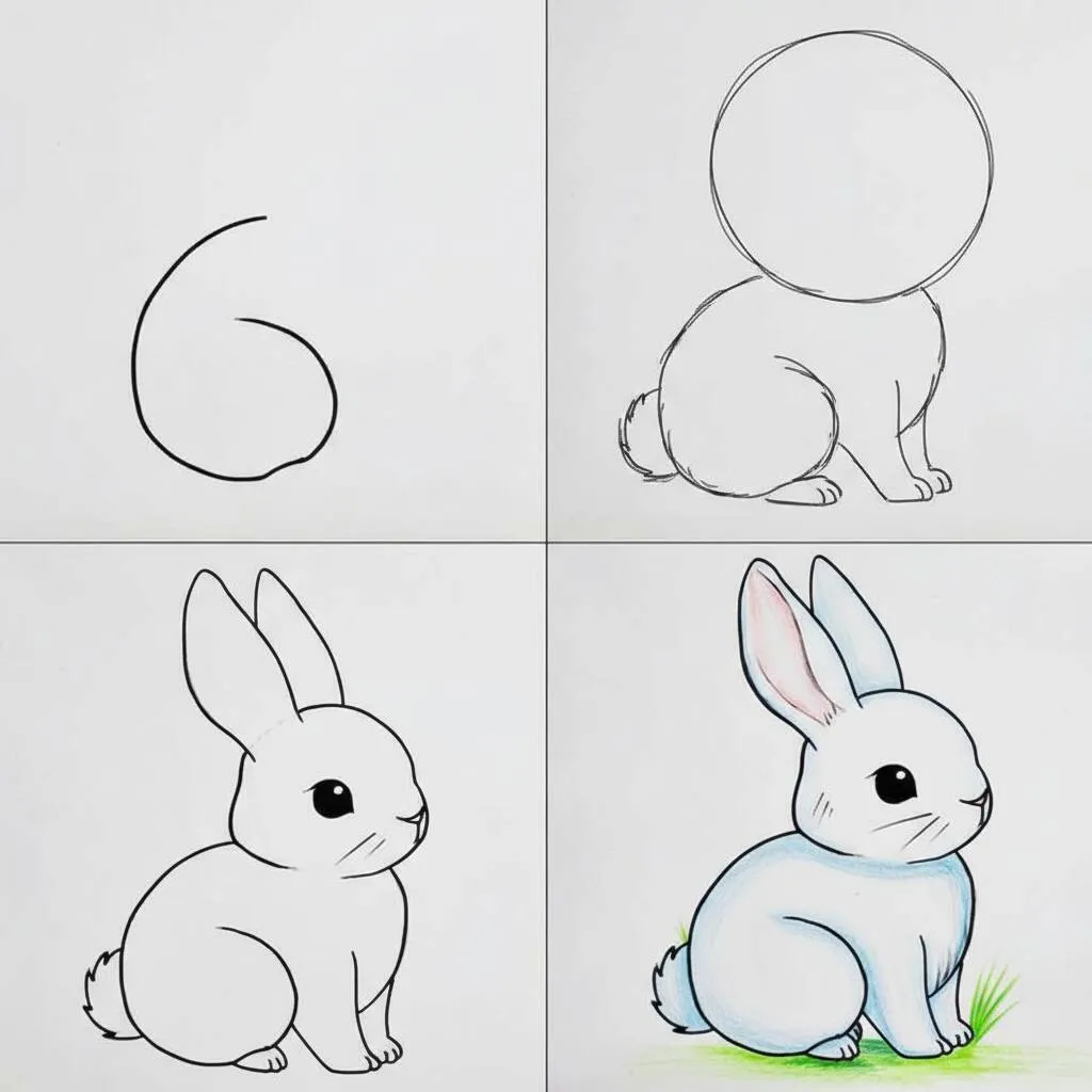 Como Desenhar Passo a Passo um Coelho passo a passo Instruções para desenhar um coelho em etapas