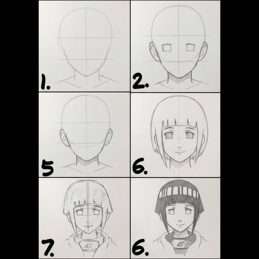 Instruções para desenhar um personagem de anime em etapas