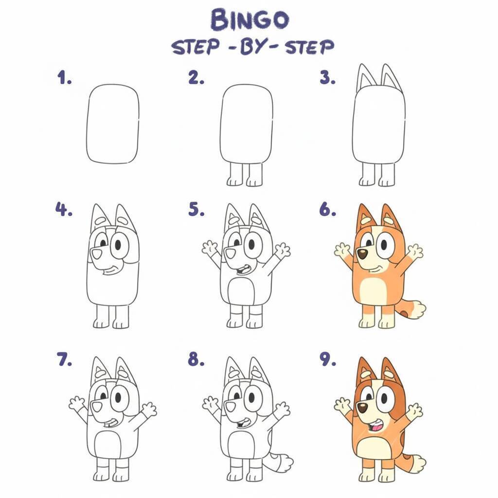 Instruções passo a passo para desenhar o Bingo