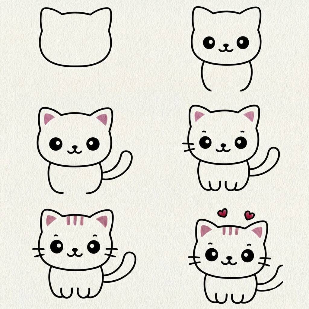Passo a passo para desenhar um gato fofo
