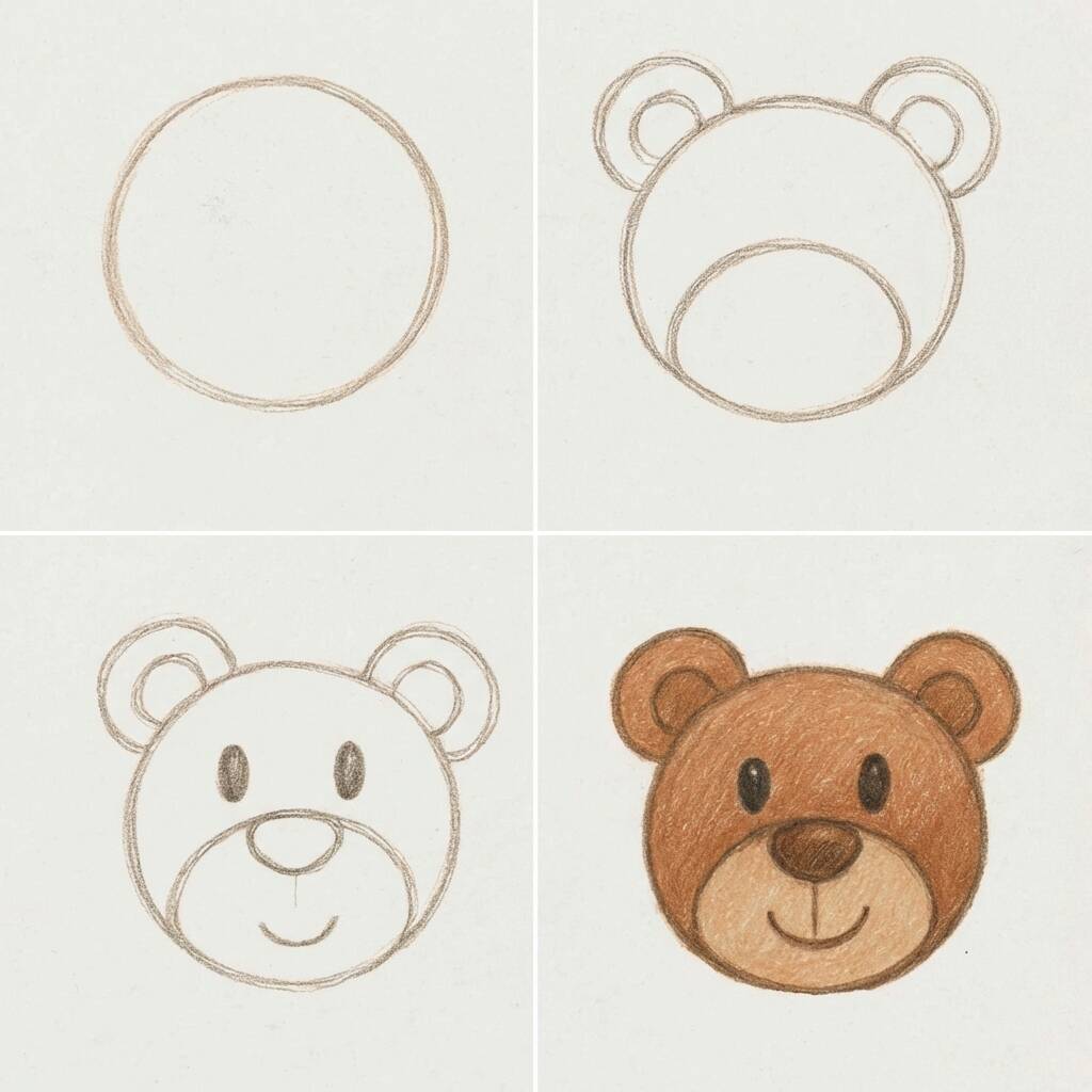 Passo a passo para desenhar um urso de forma simples