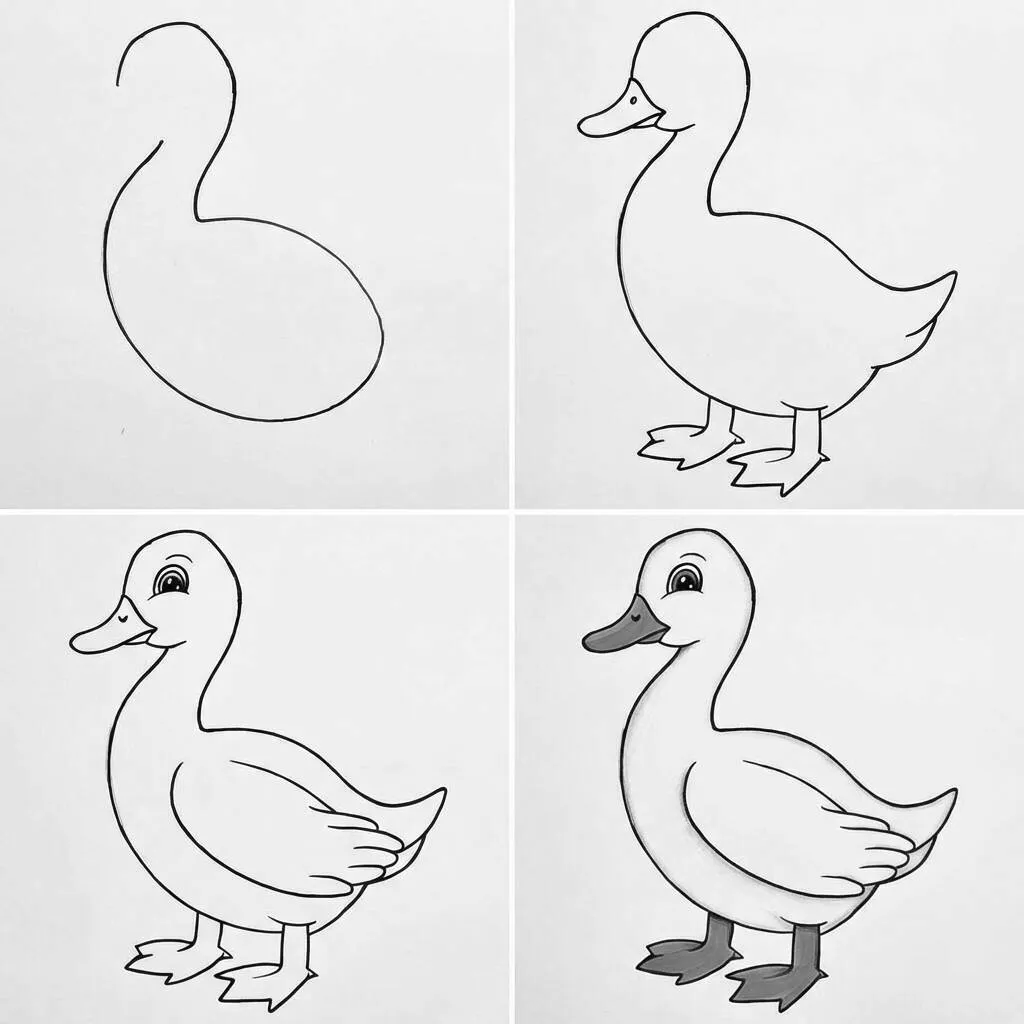 Pato para colorir, ideal para momentos de lazer