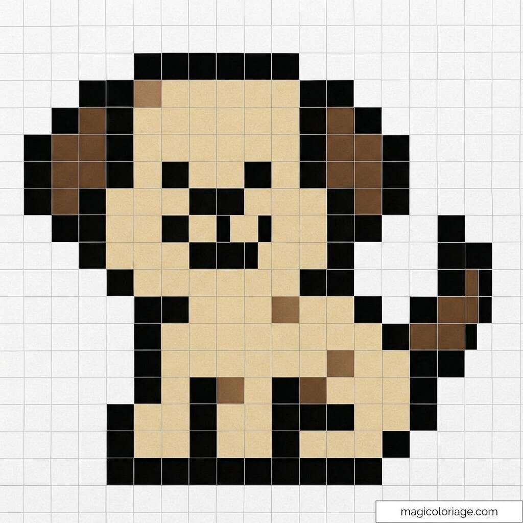 Pixel Art Fácil com desenho de Cachorrinho para colorir