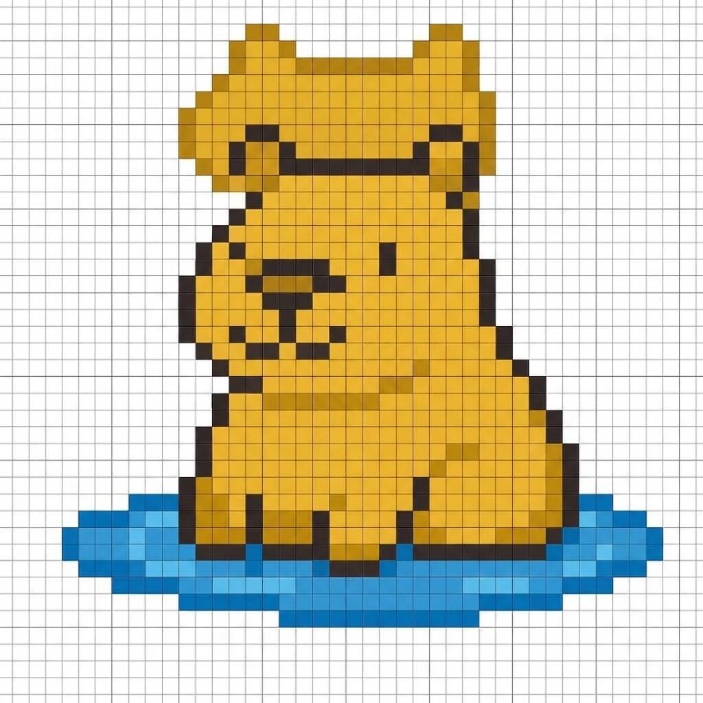 Pixel Art Fácil com desenho de Cachorrinho para colorir