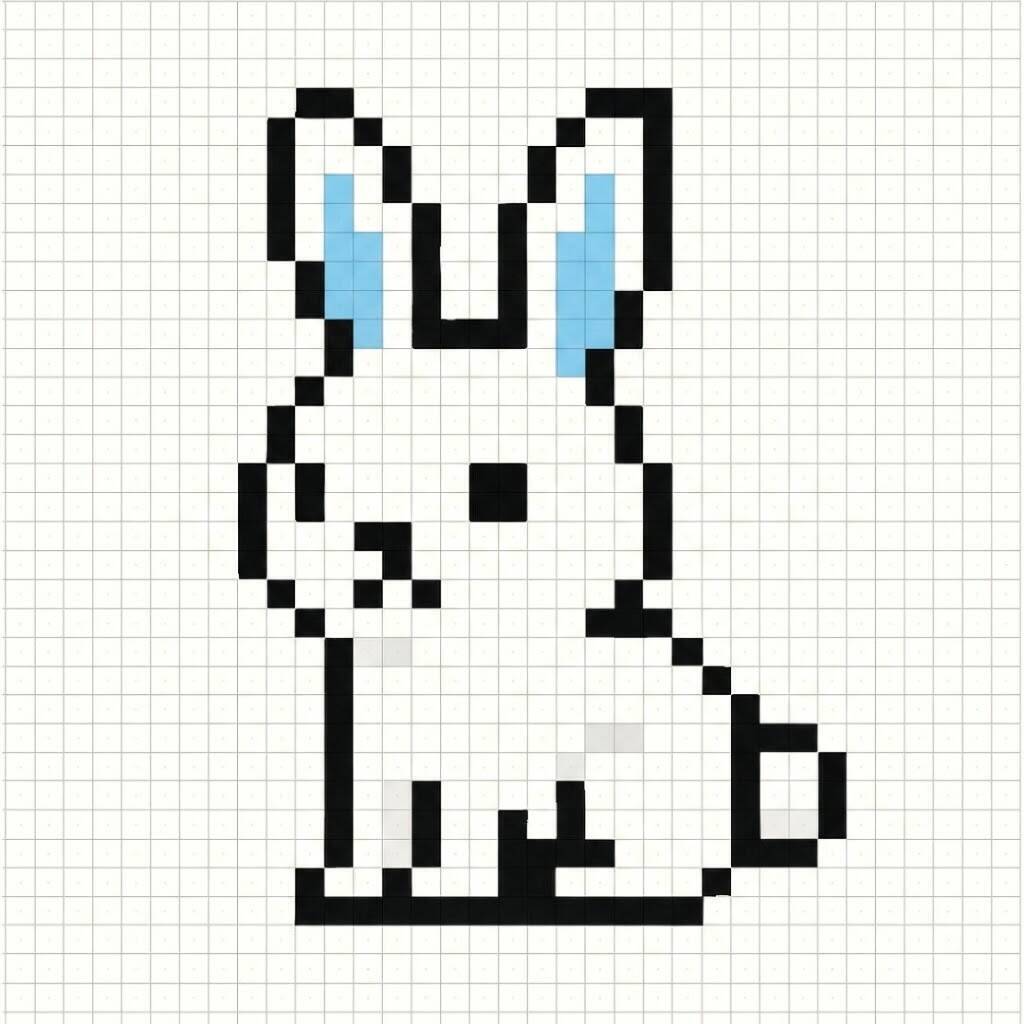 Pixel Art Fácil com desenho de Coelho para colorir