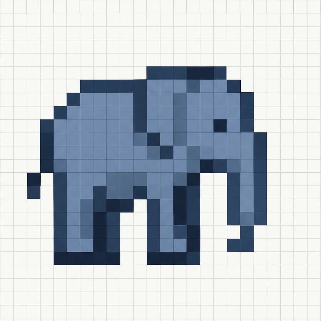 Pixel Art Fácil com desenho de Elefante para colorir