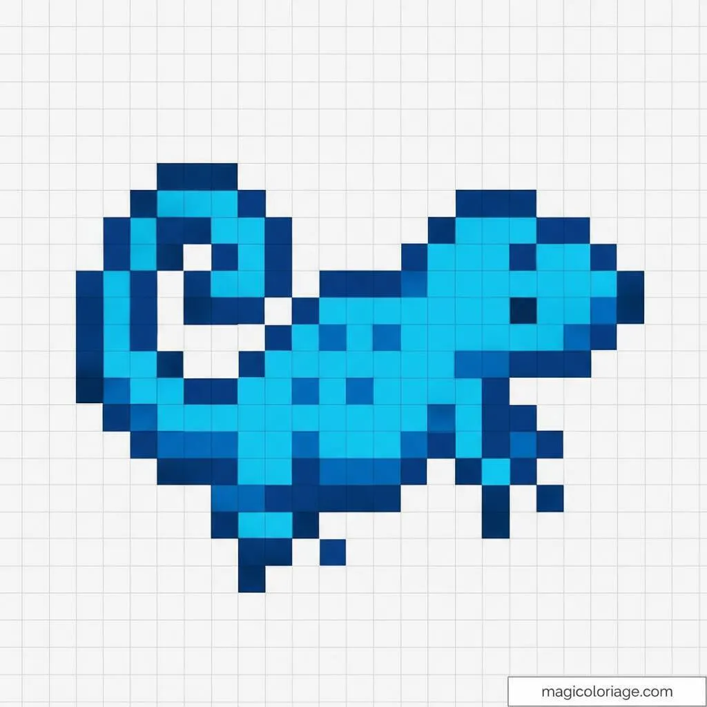 Pixel Art Fácil com desenho de Lagartixa para colorir