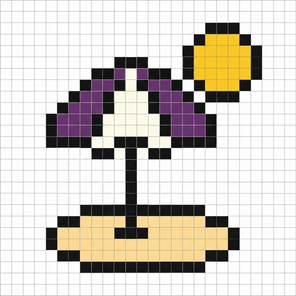 Pixel Art Fácil com desenho de Luminária para colorir