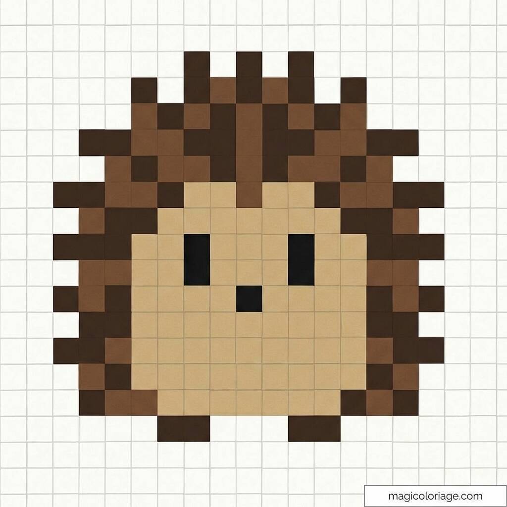 Pixel Art Fácil com desenho de Ouriço para colorir