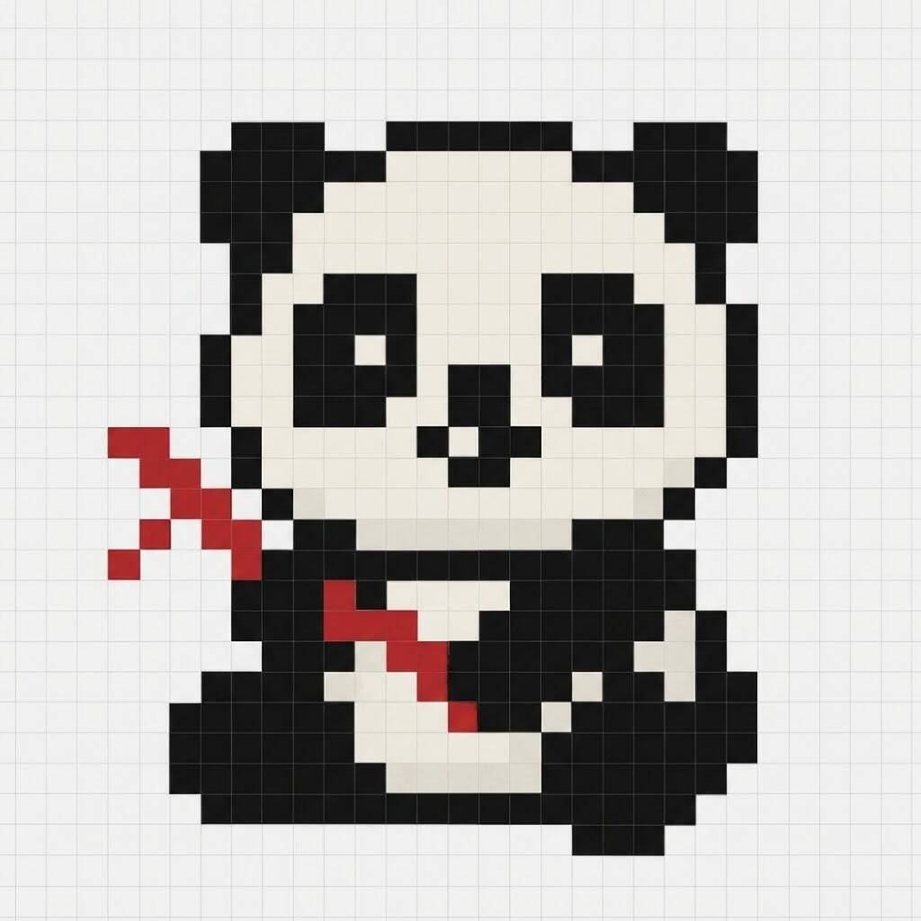 Pixel Art Fácil com desenho de Panda para colorir