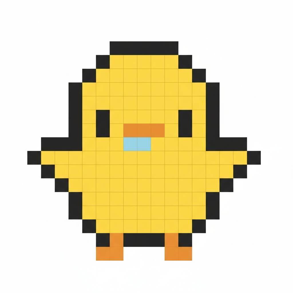 Pixel Art Fácil com desenho de Pintinho para colorir