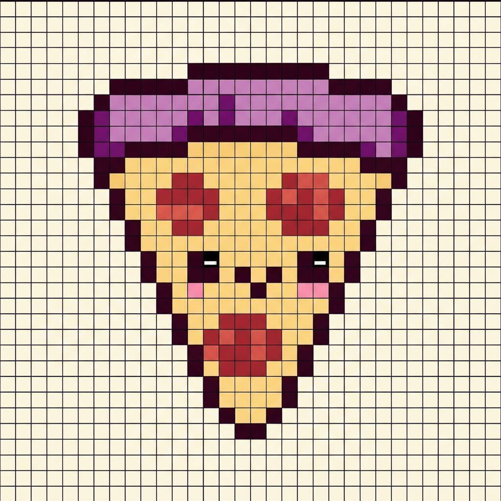 Pixel Art Fácil com desenho de Pizza para colorir