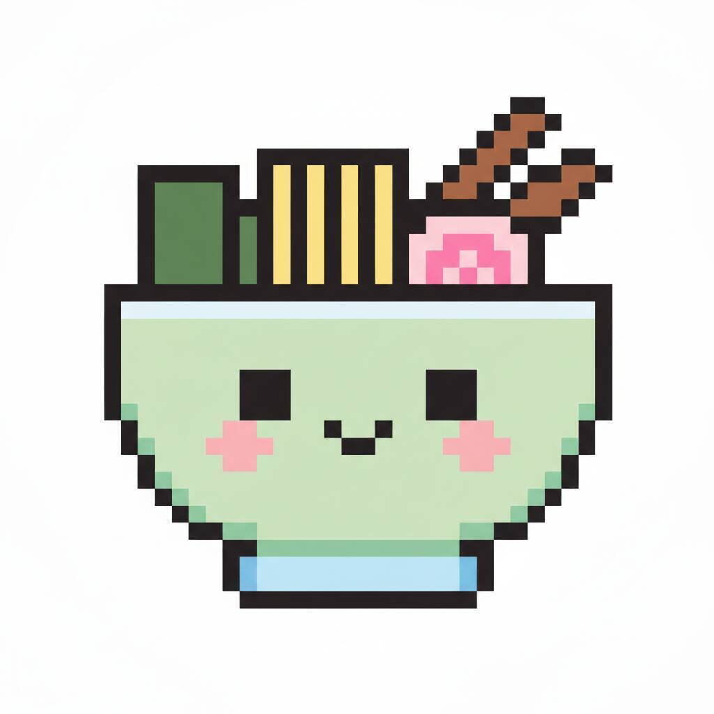 Pixel Art Fácil com desenho de Tigela de Ramen para colorir