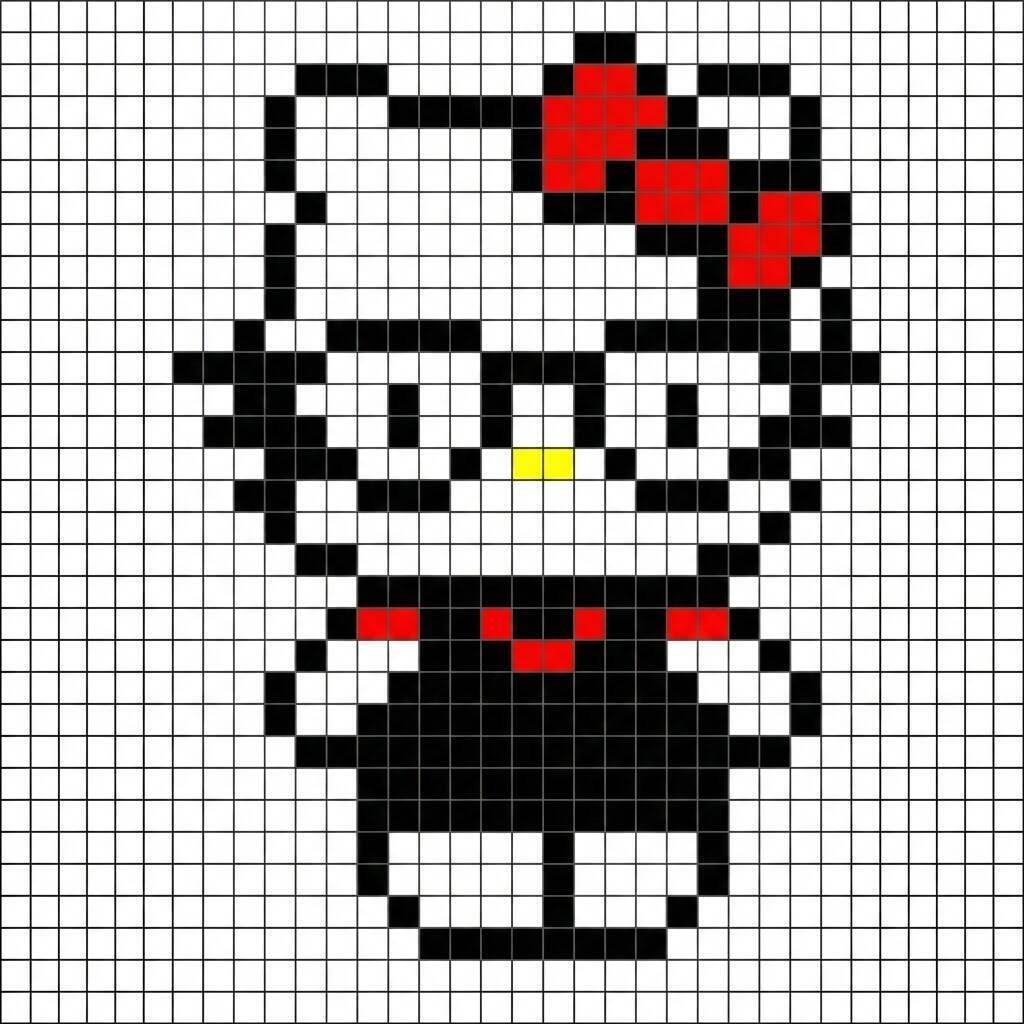 Pixel Art da Hello Kitty com desenho Estiloso