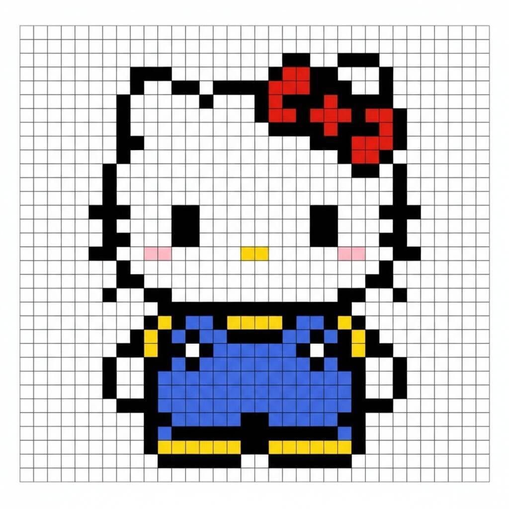 Pixel Art da Hello Kitty com desenho Fofinho