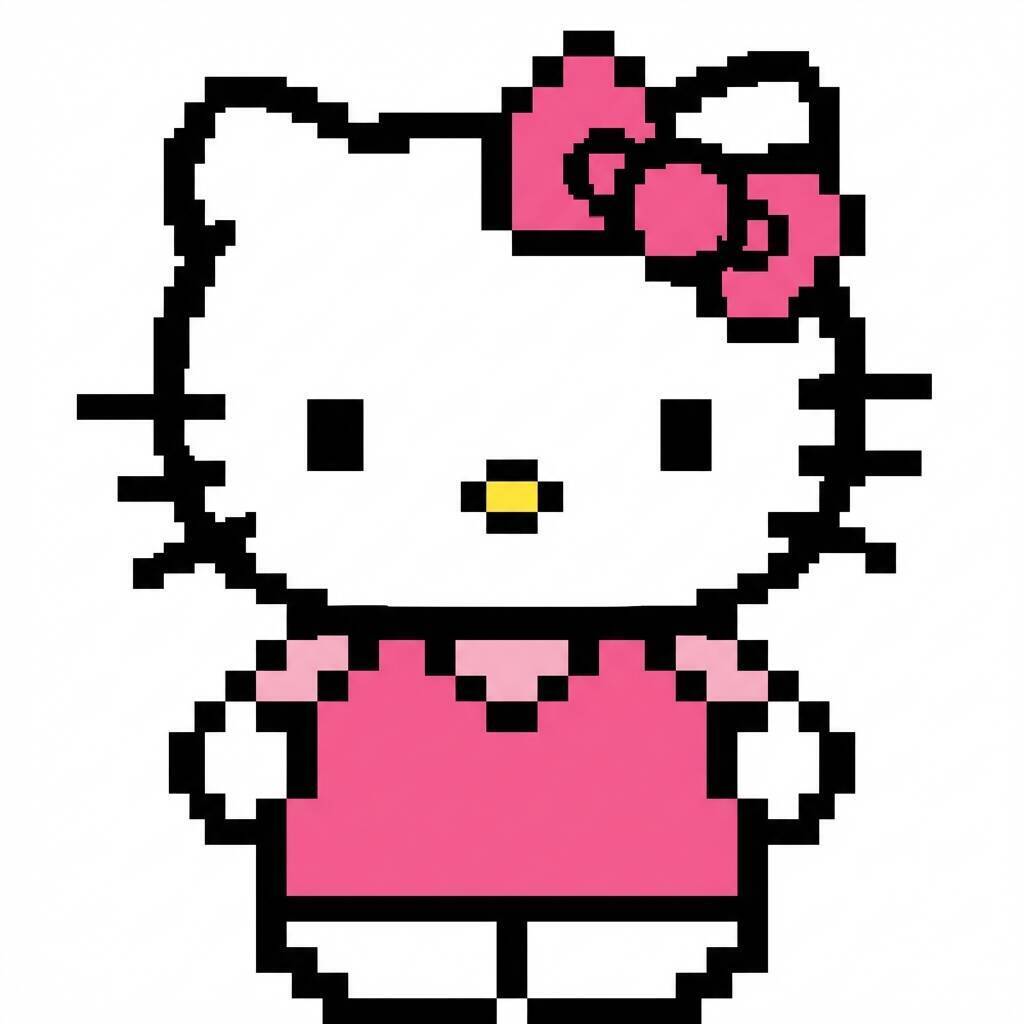 Pixel Art da Hello Kitty com desenho Fofo