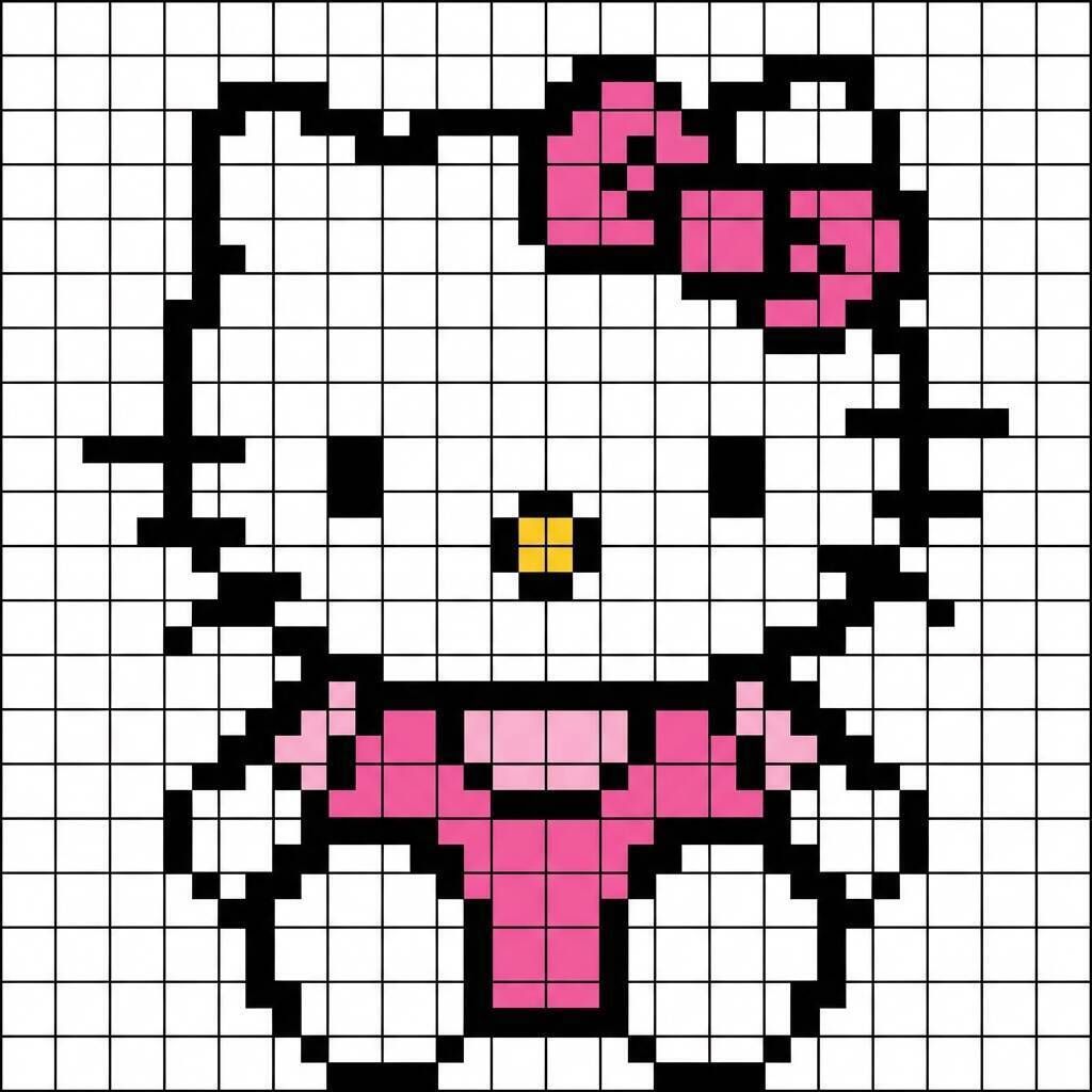 Pixel Art da Hello Kitty com desenho adorável