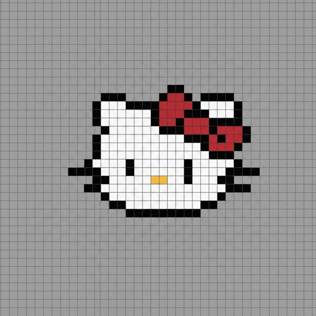Pixel Art da Hello Kitty com desenho adorável