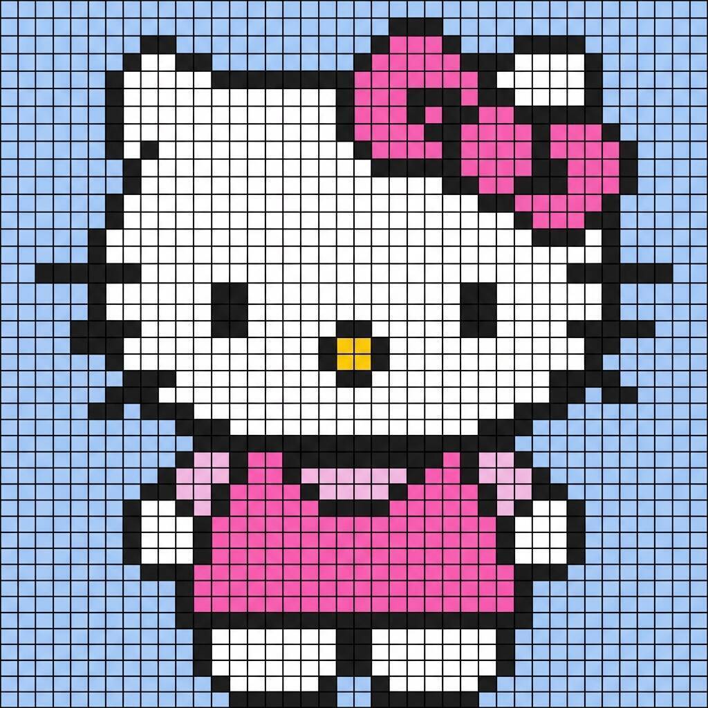 Pixel Art da Hello Kitty com desenho adorável