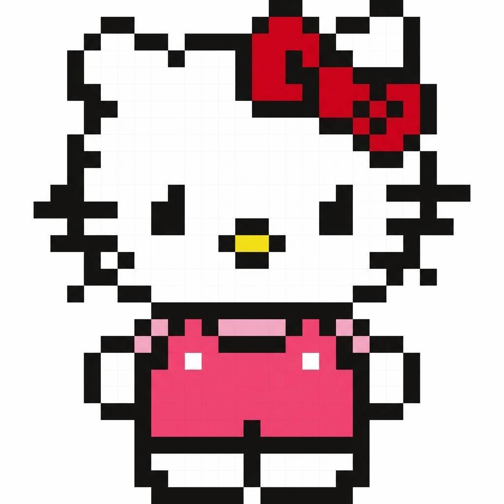 Pixel Art da Hello Kitty com desenho adorável