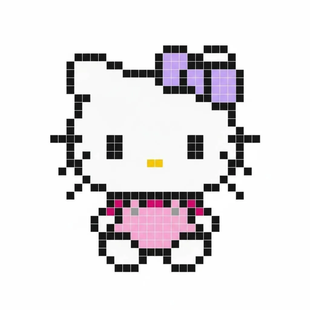 Pixel Art da Hello Kitty com desenho da Gatinha Rosa