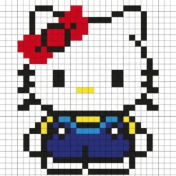 Pixel Art da Hello Kitty com desenho da Menina