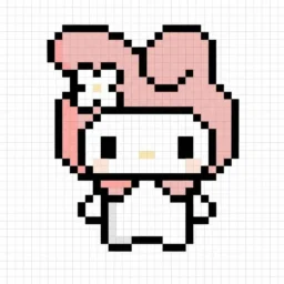 Pixel Art da Hello Kitty com desenho da My Melody
