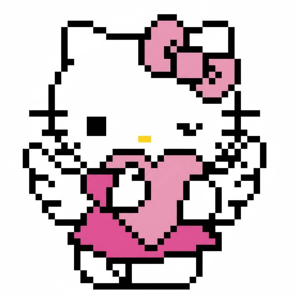 Pixel Art da Hello Kitty com desenho de Anjo