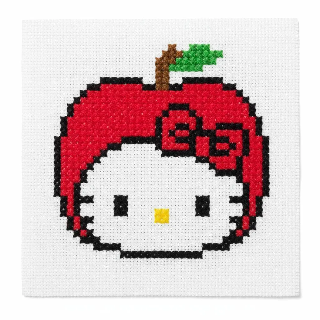 Pixel Art da Hello Kitty com desenho de Maçã