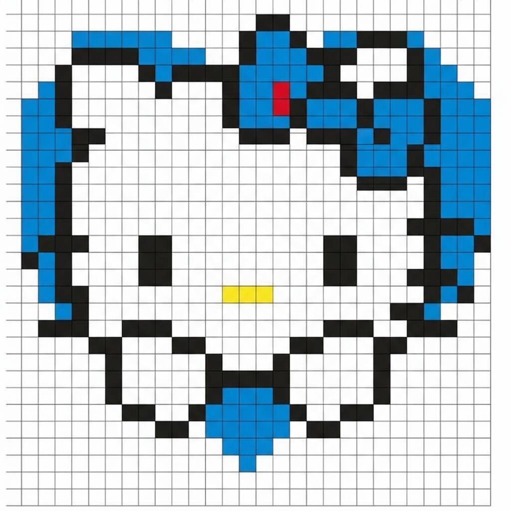Pixel Art da Hello Kitty com desenho encantador