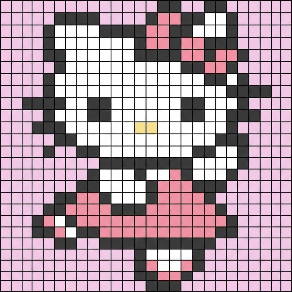 Pixel Art de Hello Kitty com desenho Rosa e Fofo
