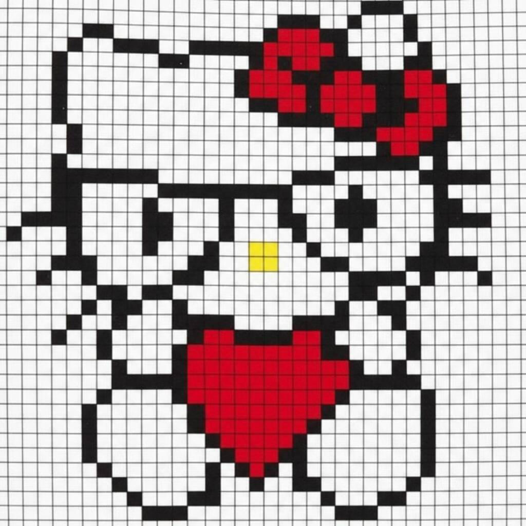 Pixel Art de Hello Kitty com desenho do Coração
