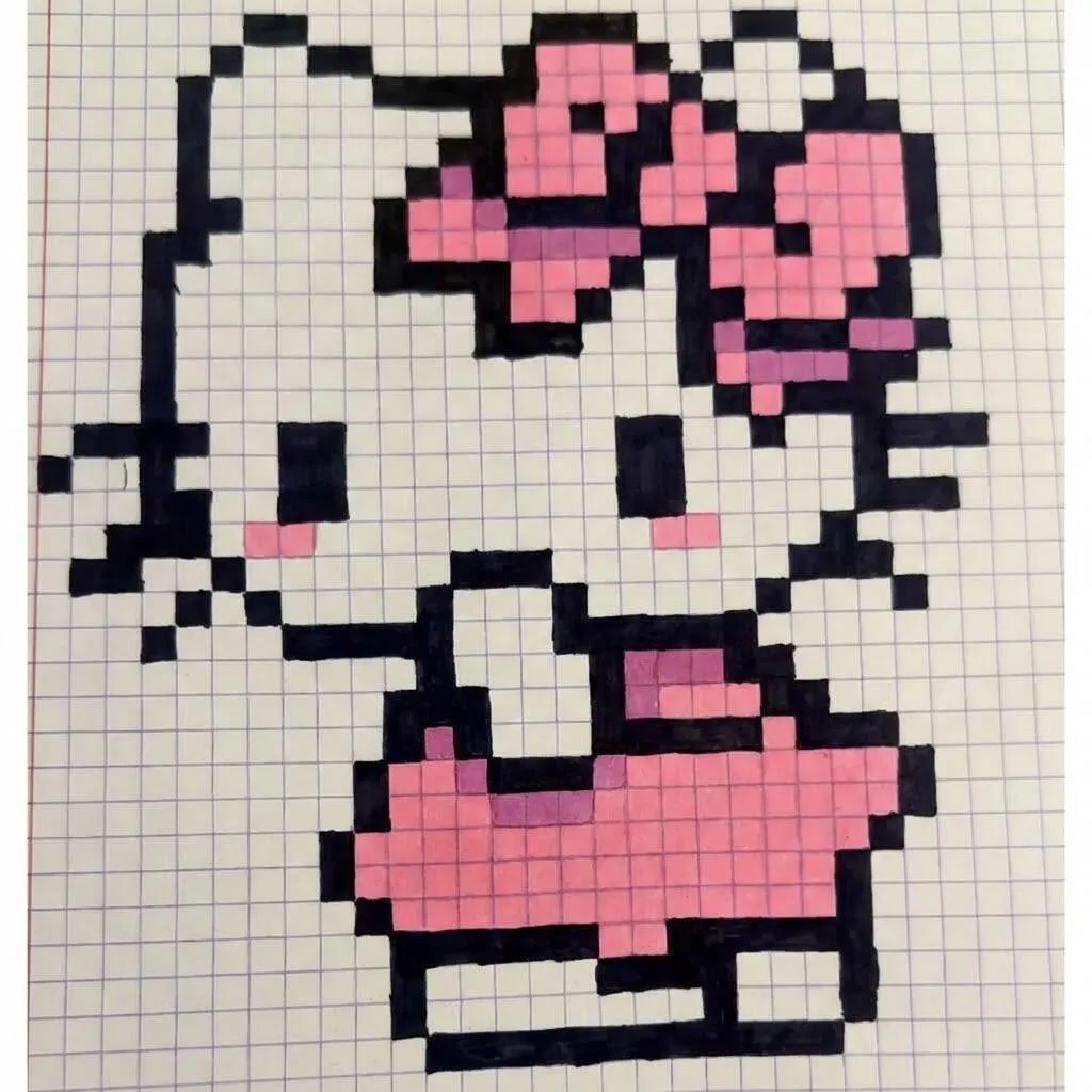 Pixel Art de Hello Kitty com desenho encantador