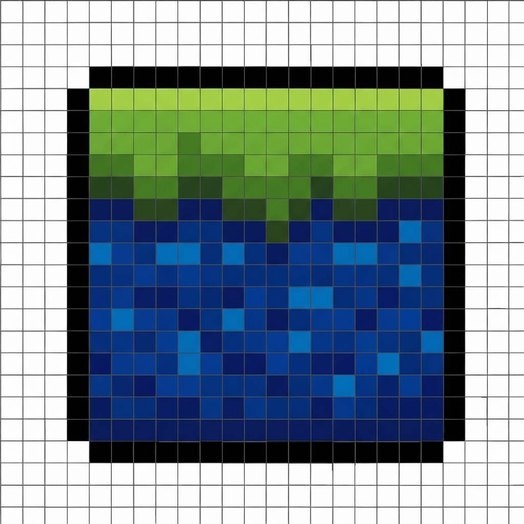 Pixel Art de Minecraft com desenho de bloco de água