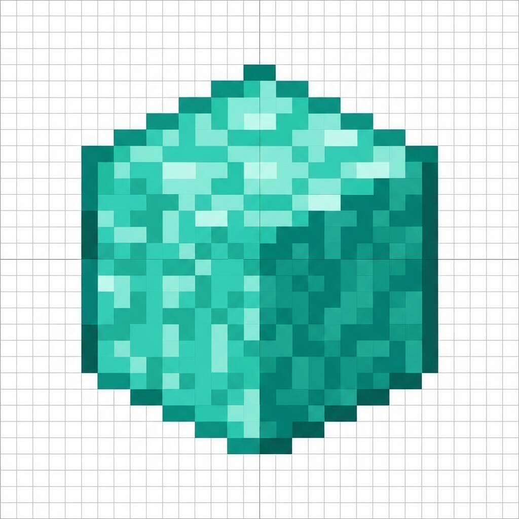Pixel Art de Minecraft com desenho de bloco de diamante