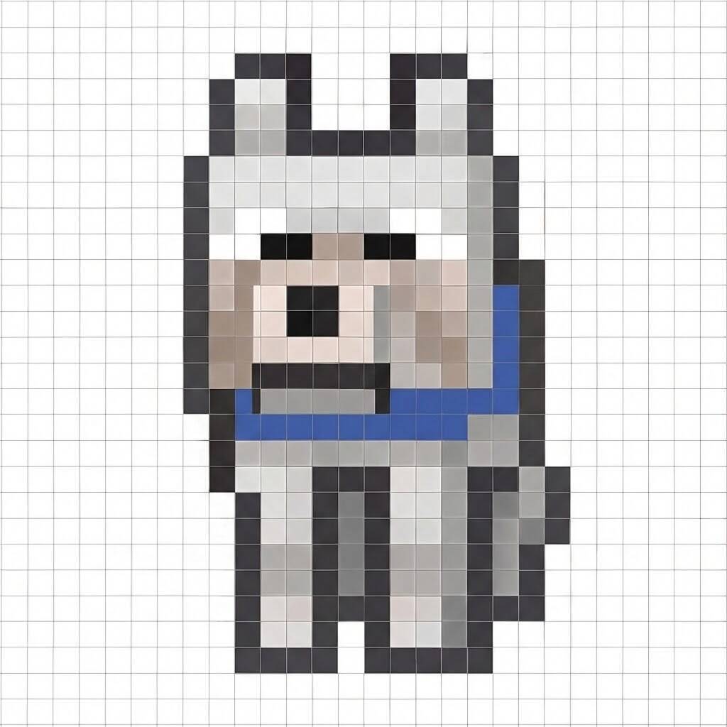Pixel Art de Minecraft com desenho de cachorro