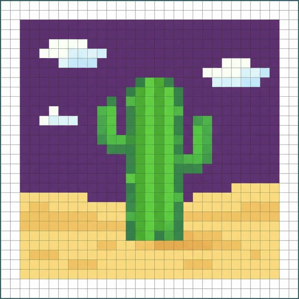 Pixel Art de Minecraft com desenho de cacto