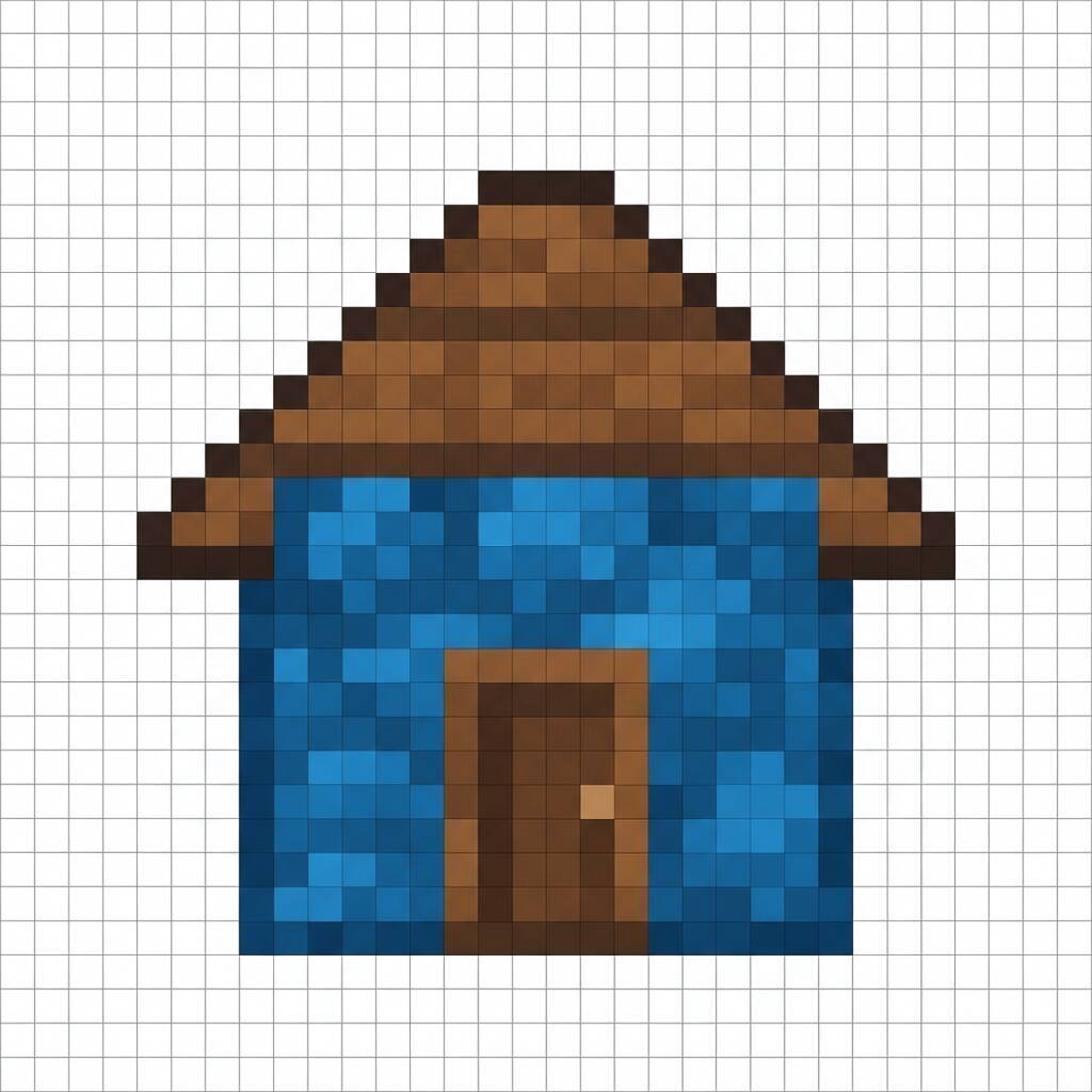Pixel Art de Minecraft com desenho de casa