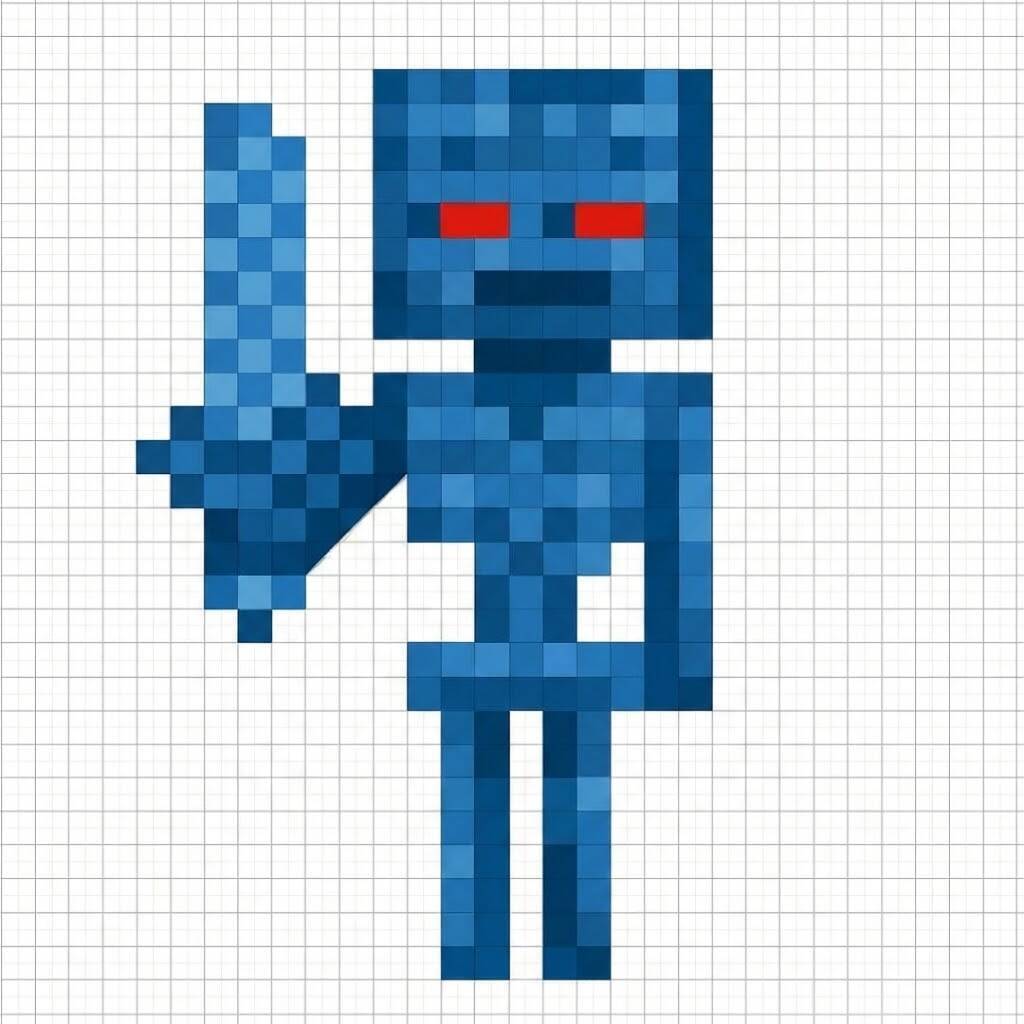 Pixel Art de Minecraft com desenho de esqueleto