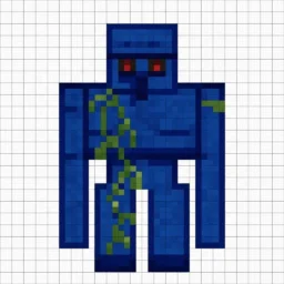 Pixel Art de Minecraft com desenho de golem de pedra