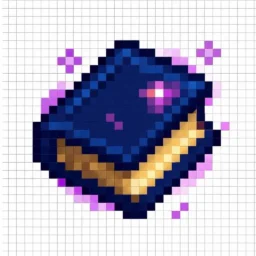 Pixel Art de Minecraft com desenho de livro encantado
