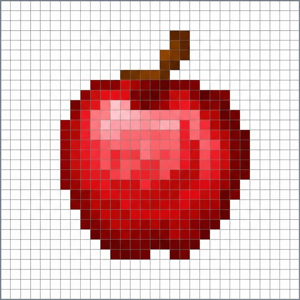Pixel Art de Minecraft com desenho de maçã