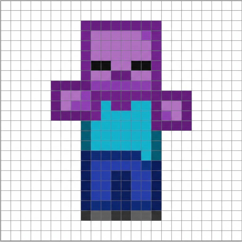 Pixel Art de Minecraft com desenho de personagem